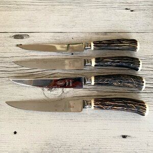 Vintage Premier Sheffield Faux Bone/Antler Steak Knives
